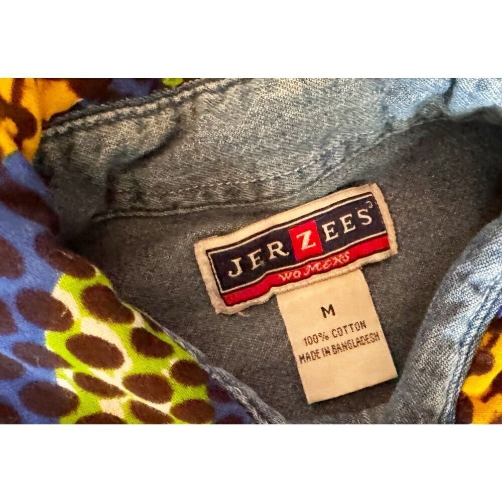 Vintage Jerzees Denim Geometric Print Denim Shirt 90s / Y2K Sz S - Picture 6 of 7